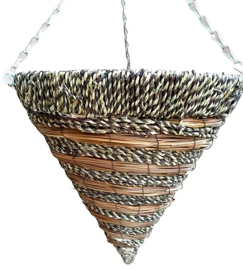 Sisal Rope & Fern Wicker Cone Hanging Basket Hanging Cone 