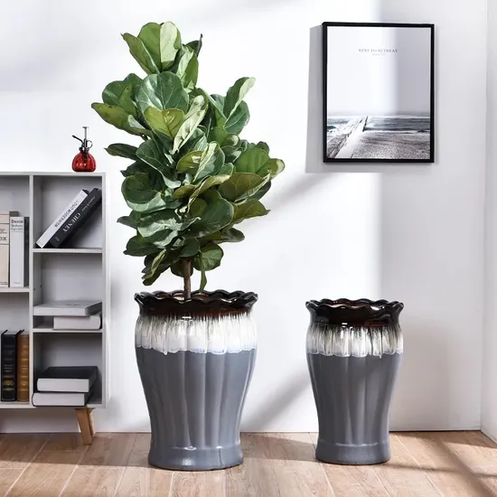 Wholesale Glazed Succulents Planter Flower Pot Large Ceramic Plant Pots with Drainage Holes for Flowerpot Garden Home Decoration Flower Pot 