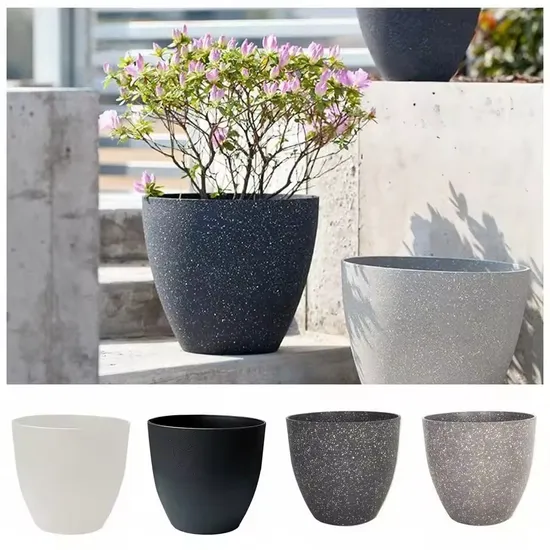 Frosted Imitation Stone Flowerpots Gardening Flowers Green Plant Pots European Style Thickened and Durable Plastic Flower Pots 