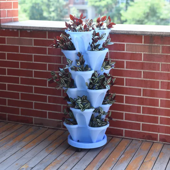 Colorful Stacked Pots with Irrigation System for Garden/Balcony/Greenhouse Soiless Cultivation for Leafy Vegetables/Strawberry 